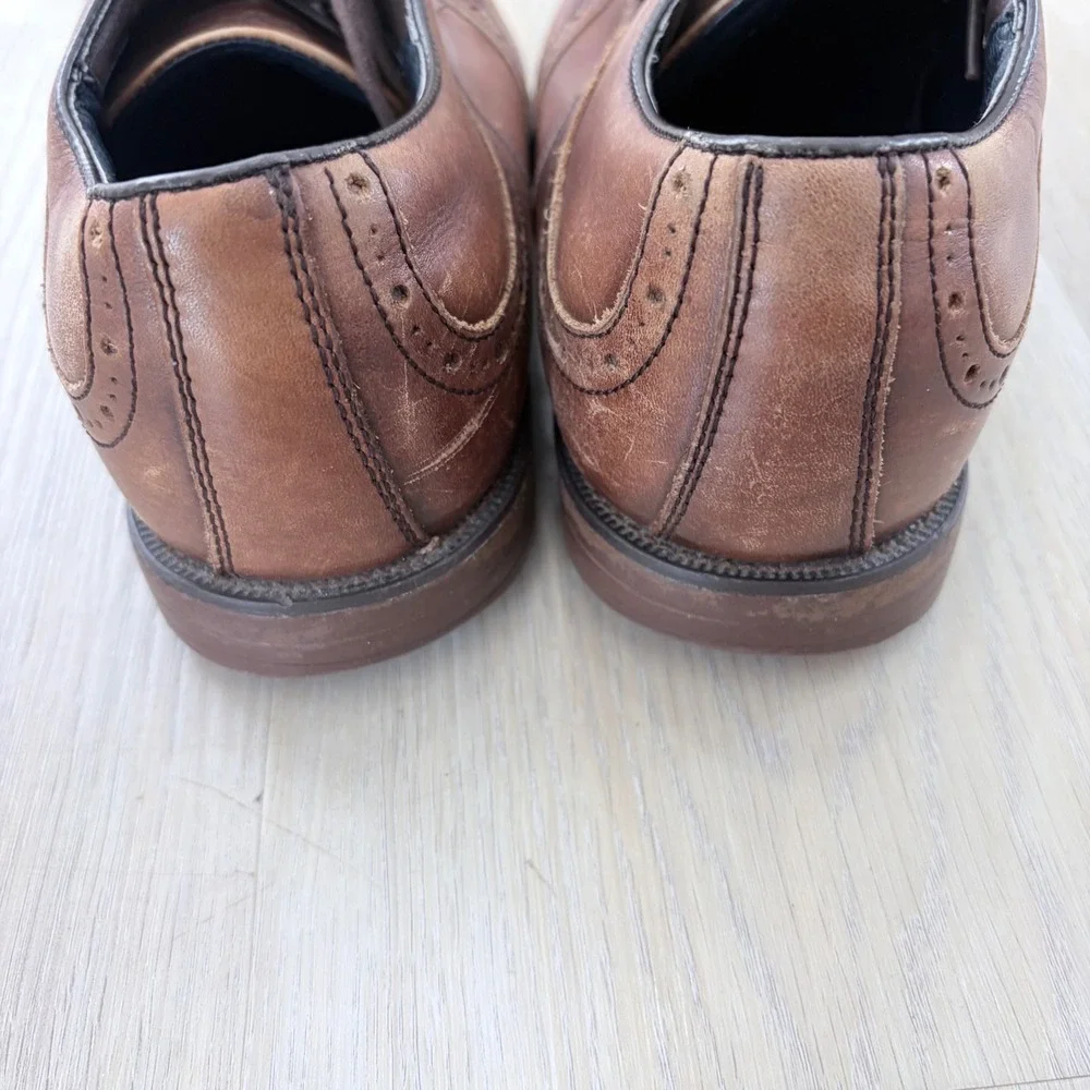 Dockers Mens Brown Leather Wingtip Oxford Dress Shoes 9.5M 90-21455 Comfort Zone